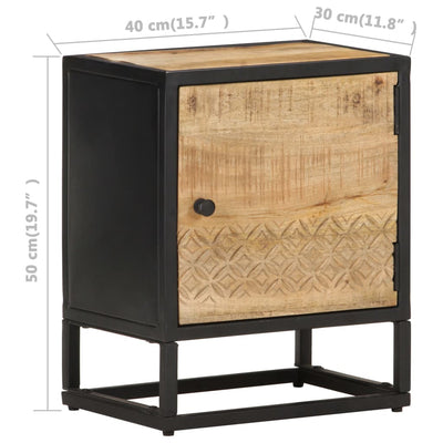 Bedside Cabinet with Carved Door 40x30x50 cm Rough Mango Wood Payday Deals