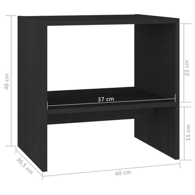 Bedside Cabinets 2 pcs Black 40x30.5x40 cm Solid Pinewood Payday Deals