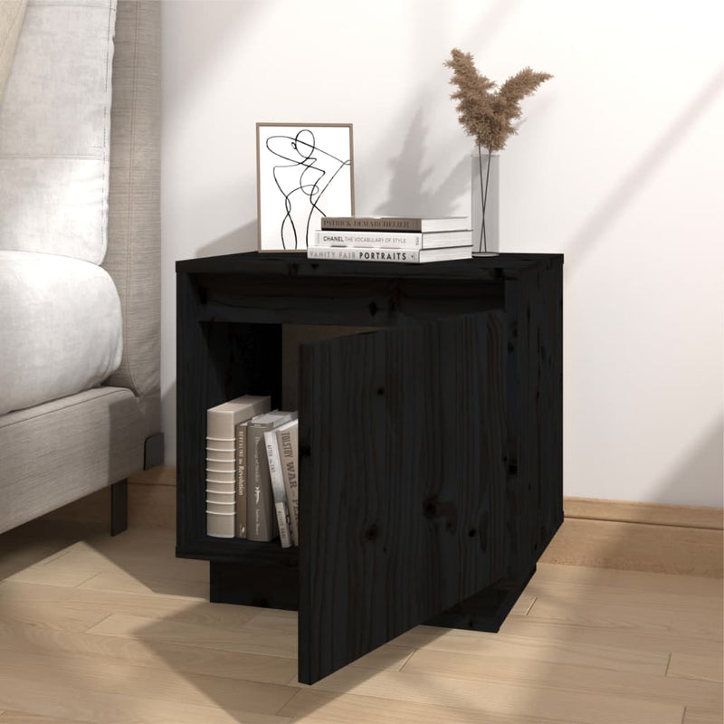 Bedside Cabinets 2 pcs Black 40x30x40 cm Solid Wood Pine Payday Deals