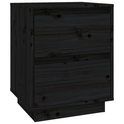 Bedside Cabinets 2 pcs Black 40x35x50 cm Solid Wood Pine Payday Deals