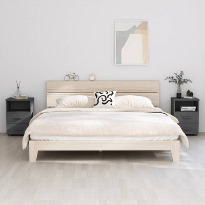 Bedside Cabinets 2 pcs Dark Grey 40x35x62 cm Solid Wood Pine