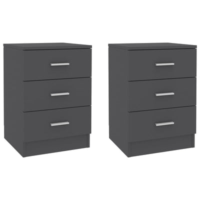 Bedside Cabinets 2 pcs Grey 38x35x56 cm Engineered Wood Payday Deals