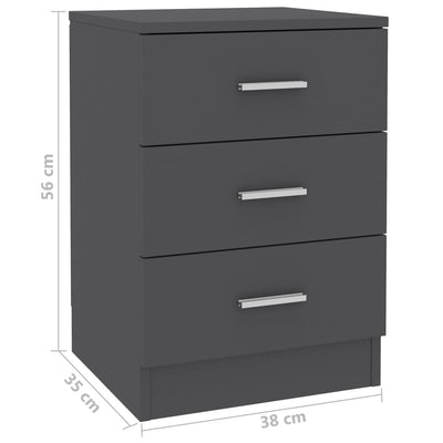 Bedside Cabinets 2 pcs Grey 38x35x56 cm Engineered Wood Payday Deals