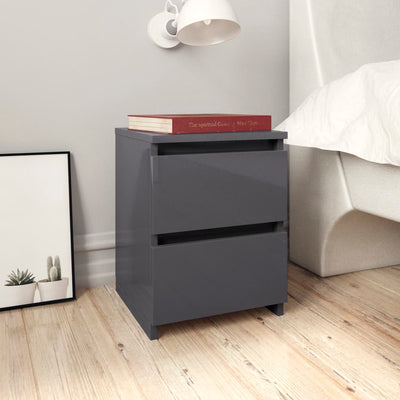 Bedside Cabinets 2 pcs High Gloss Grey 30x30x40 cm Chipboard Payday Deals