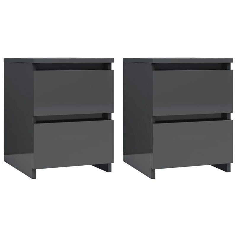 Bedside Cabinets 2 pcs High Gloss Grey 30x30x40 cm Chipboard Payday Deals