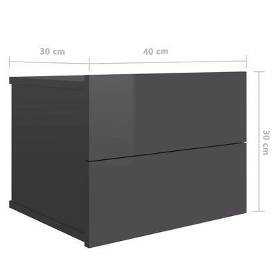 Bedside Cabinets 2 pcs High Gloss Grey 40x30x30 cm Engineered Wood Payday Deals
