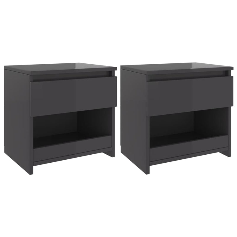 Bedside Cabinets 2 pcs High Gloss Grey 40x30x39 cm Engineered Wood Payday Deals