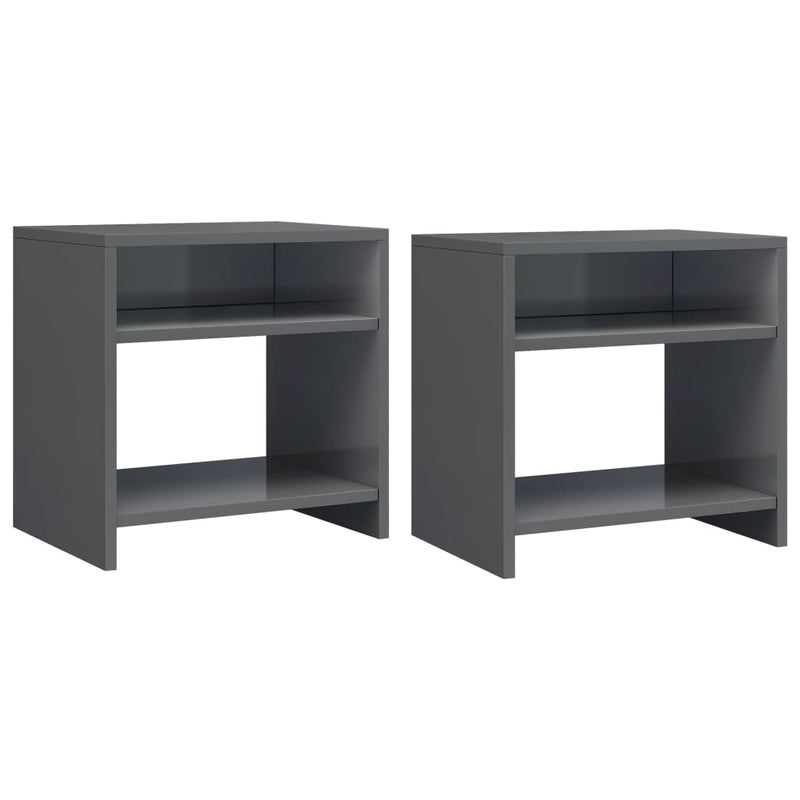 Bedside Cabinets 2 pcs High Gloss Grey 40x30x40 cm Engineered Wood Payday Deals