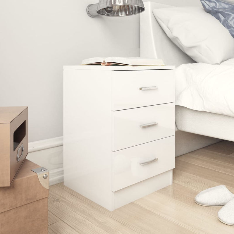 Bedside Cabinets 2 pcs High Gloss White 38x35x56 cm Engineered Wood Payday Deals