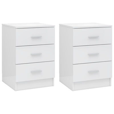 Bedside Cabinets 2 pcs High Gloss White 38x35x56 cm Engineered Wood Payday Deals