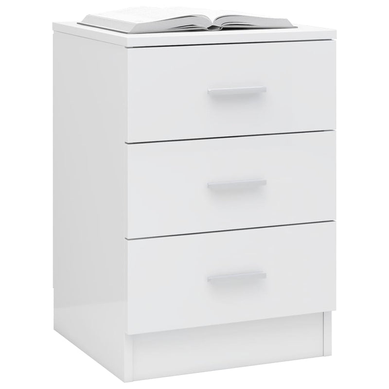 Bedside Cabinets 2 pcs High Gloss White 38x35x56 cm Engineered Wood Payday Deals