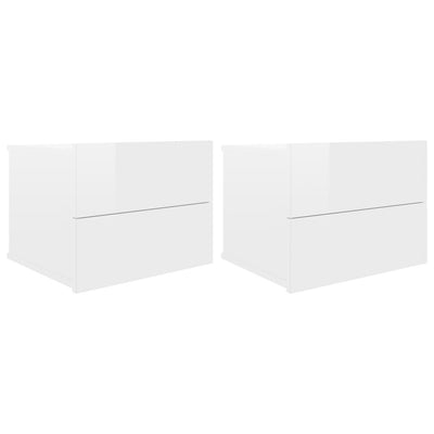 Bedside Cabinets 2 pcs High Gloss White 40x30x30 cm Engineered Wood Payday Deals