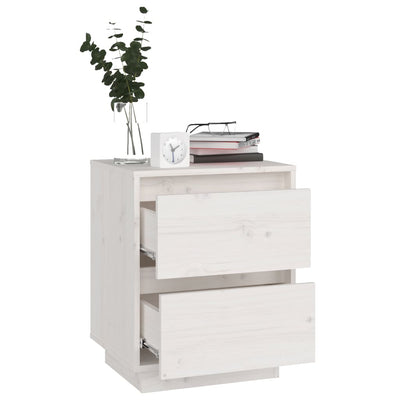 Bedside Cabinets 2 pcs White 40x35x50 cm Solid Wood Pine Payday Deals
