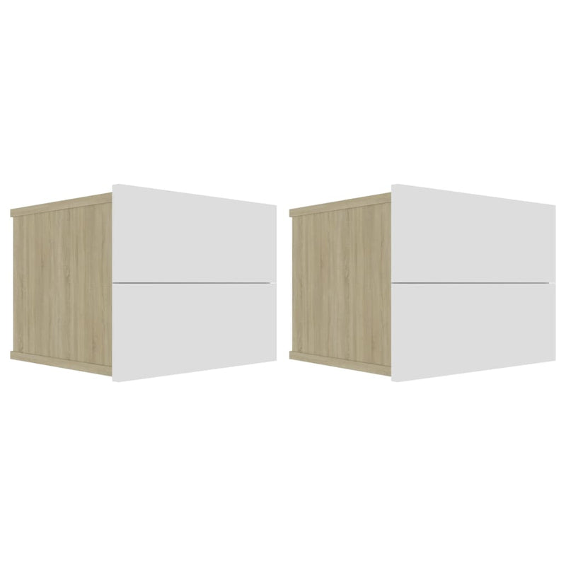 Bedside Cabinets 2 pcs White and Sonoma Oak 40x30x30 cm Chipboard Payday Deals