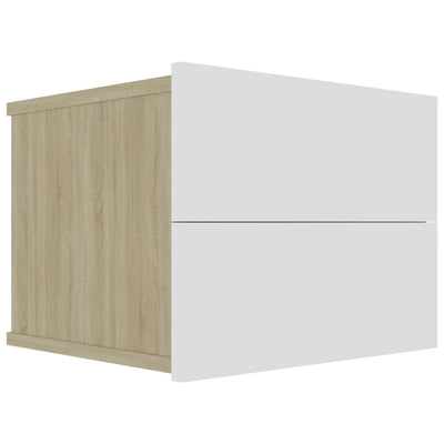 Bedside Cabinets 2 pcs White and Sonoma Oak 40x30x30 cm Chipboard Payday Deals