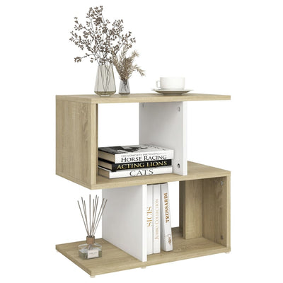 Bedside Cabinets 2pcs White and Sonoma Oak 50x30x51.5cm Chipboard Payday Deals