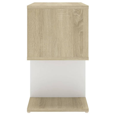 Bedside Cabinets 2pcs White and Sonoma Oak 50x30x51.5cm Chipboard Payday Deals