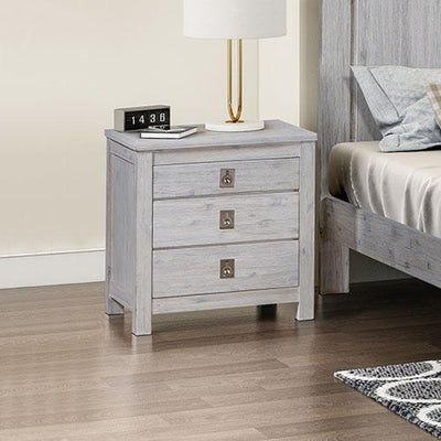Bedside Table 2 drawers Night Stand Solid Acacia Storage in White Ash Colour Payday Deals