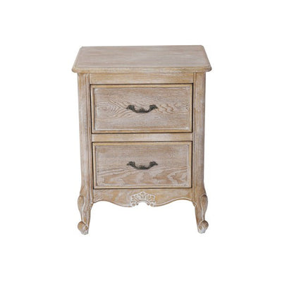 Bedside Table Oak Wood Plywood Veneer White Washed Finish Storage Drawers Payday Deals