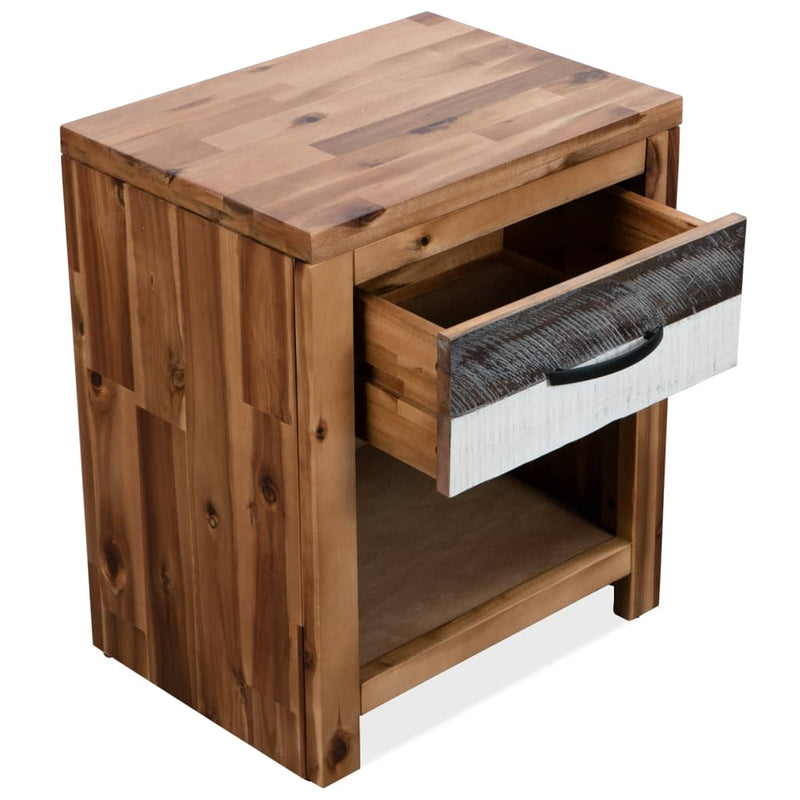 Bedside Table Solid Acacia Wood 40x30x48 cm Payday Deals
