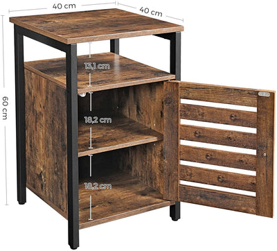 Bedside Table with 2 Adjustable Shelves, Steel Frame, 40 x 40 x 60 cm,  Rustic Brown and Black Payday Deals
