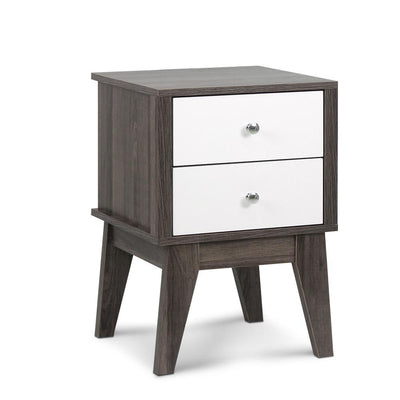 Artiss Bedside Table with Drawers - White & Dark Grey Payday Deals