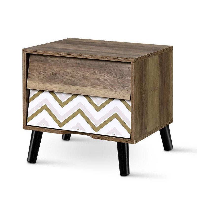 Bedside Tables 2 Drawers Table Storage Nightstand Cabinet Lamp Side Wood