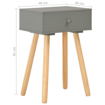 Bedside Tables 2 pcs Grey Solid Pinewood Payday Deals