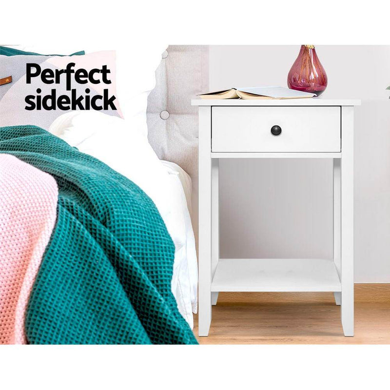 Bedside Tables Drawer Side Table Nightstand White Storage Cabinet White Shelf Payday Deals