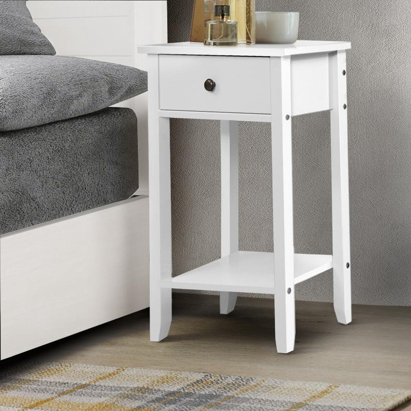 Bedside Tables Drawer Side Table Nightstand White Storage Cabinet White Shelf Payday Deals