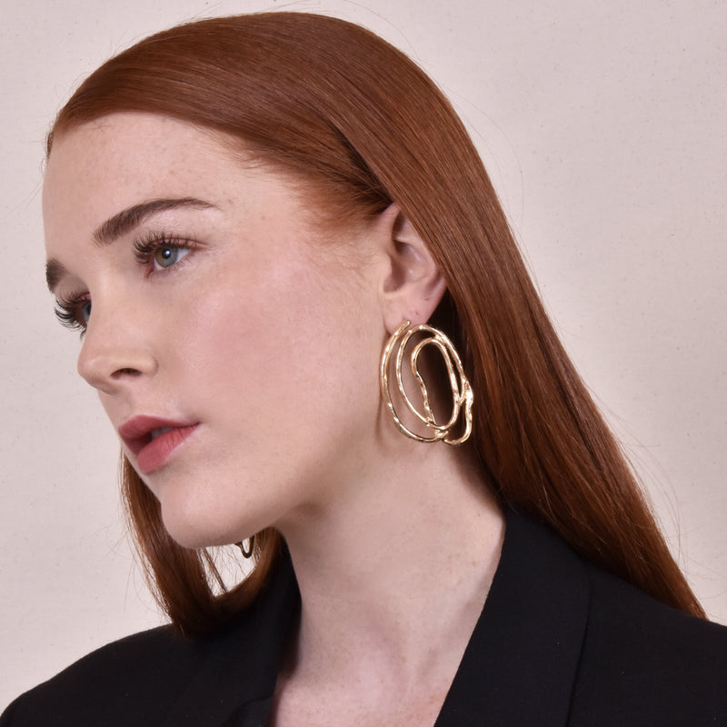 Bernice Abstract Line Stud Earrings (for non-pierced ears) Payday Deals