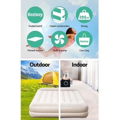 Bestway Air Bed Beds Mattress Queen Size Sleep Built-in Pump Camping Inflatable Payday Deals