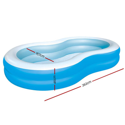 Bestway Inflatable Kids Pool Swimming Pool Family Pools 2.62m x 1.57m x 46cm Payday Deals