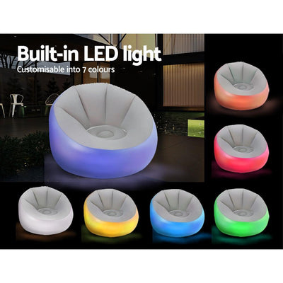 Bestway Inflatable Seat Sofa LED Light Chair Outdoor Lounge Cruiser Payday Deals