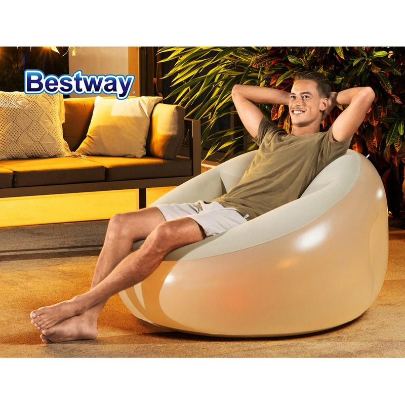 Bestway Inflatable Seat Sofa LED Light Chair Outdoor Lounge Cruiser Payday Deals