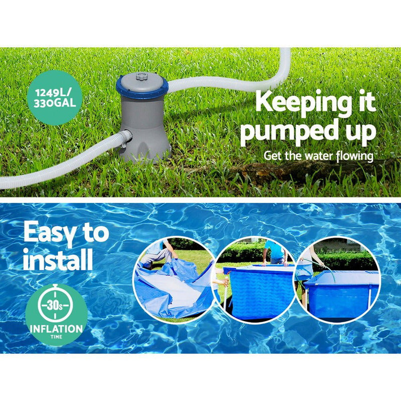 Bestway Swimming Pool Steel Frame Above Ground Rectangular Pool Filter Pump Payday Deals