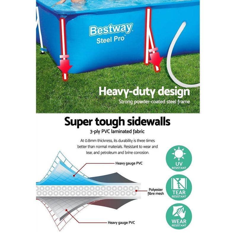Bestway Swimming Pool Steel Frame Above Ground Rectangular Pool Filter Pump Payday Deals