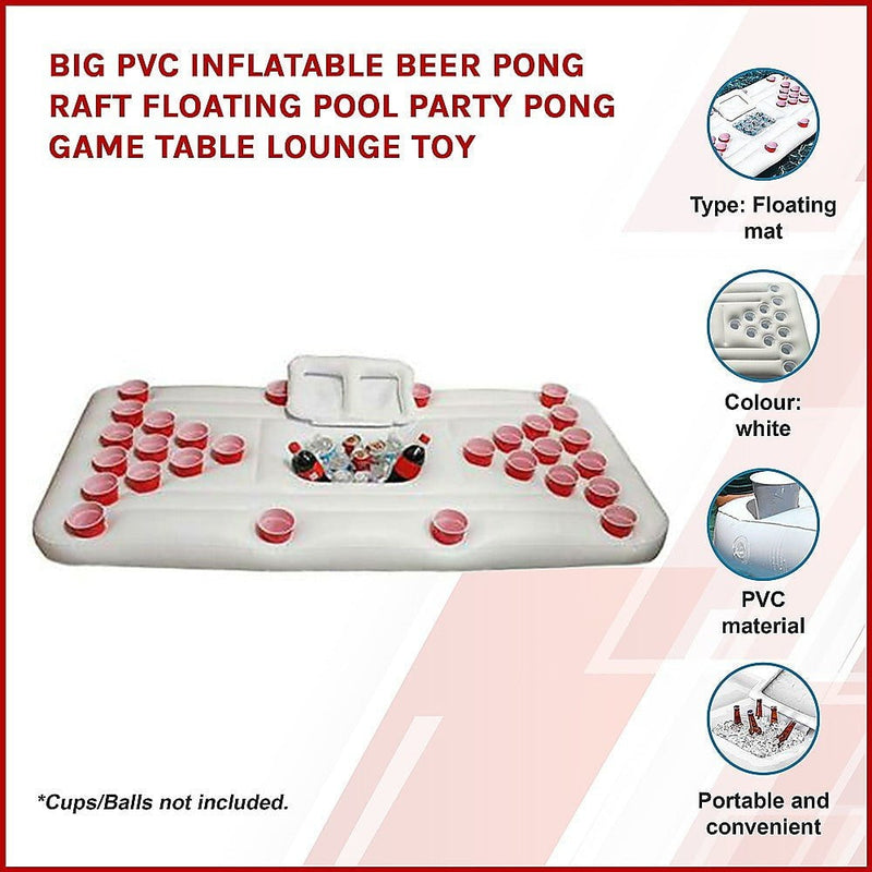 Big PVC Inflatable Beer Pong Raft Floating Pool Party Pong Game Table Lounge Toy Payday Deals