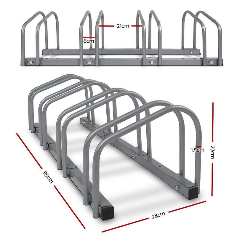 Bike 4 Parking Rack Bicycle Instant Storage Stand - Silver