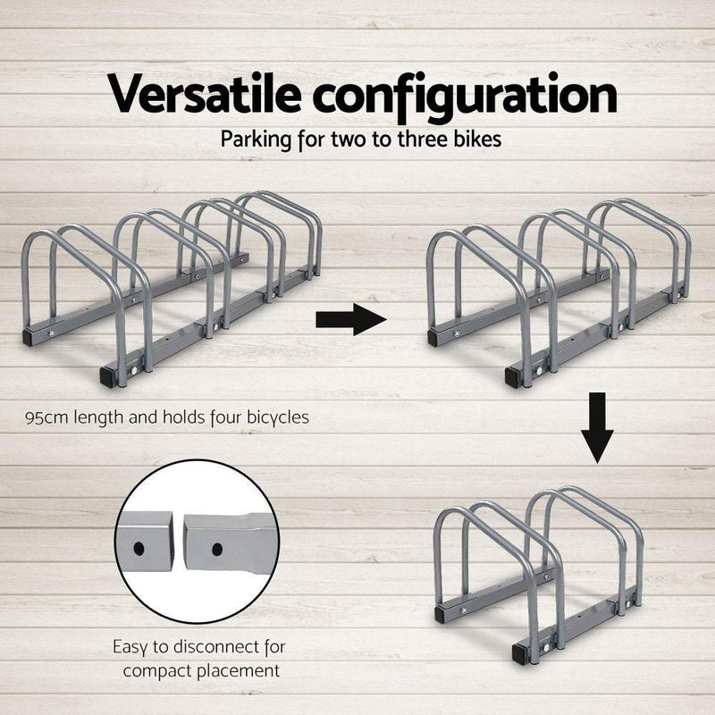 Portable Bike 4 Parking Rack Bicycle Instant Storage Stand - Silver Payday Deals