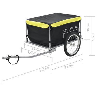 Bike Cargo Trailer Black and Yellow 65 kg Payday Deals