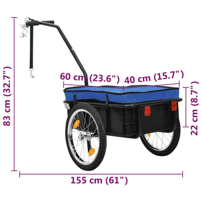 Bike Cargo Trailer/Hand Wagon 155x61x83 cm Steel Blue Payday Deals