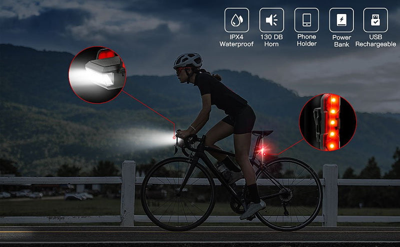 Bike LED Light 550LM Front and Back USB Rechargeable with 4000mAh Power Bank and IPX4 Waterproof Payday Deals