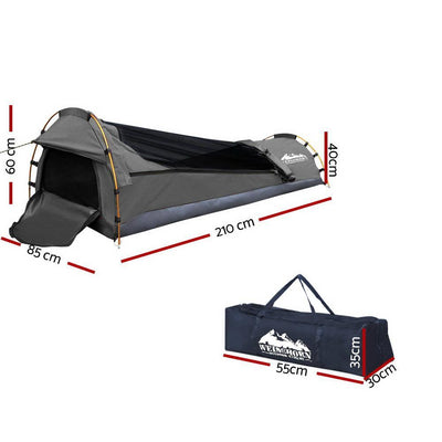 Biker Single Swag Camping Swag Canvas Tent - Grey