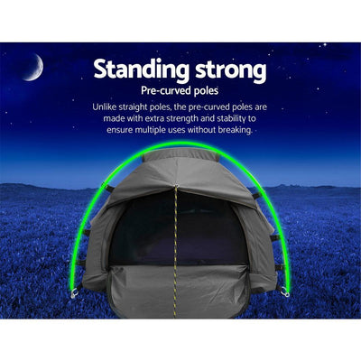 Weisshorn Biker Single Swag Camping Swag Canvas Tent - Grey Payday Deals