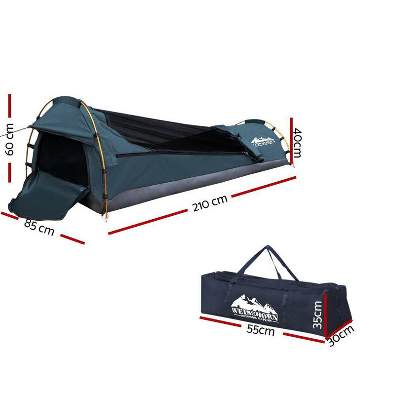 Biker Single Swag Camping Swag Canvas Tent - Navy