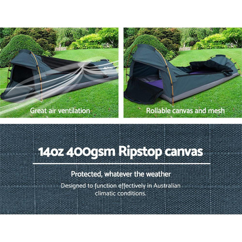 Weisshorn Biker Single Swag Camping Swag Canvas Tent - Navy Payday Deals