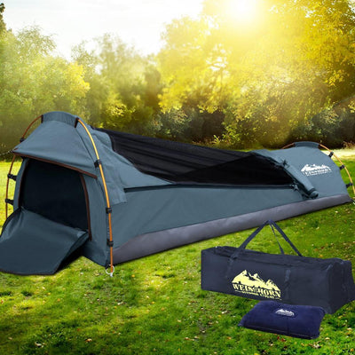 Weisshorn Biker Single Swag Camping Swag Canvas Tent - Navy Payday Deals