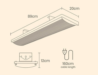 BIO 1800W Outdoor Strip Heater Electric Radiant Panel Bar Wall Ceiling Mounted Payday Deals