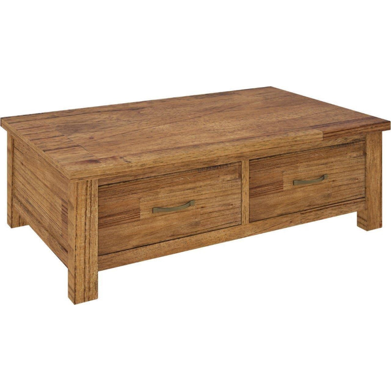 Birdsville Coffee Table 120cm 2 Drawer Solid Mt Ash Timber Wood - Brown Payday Deals